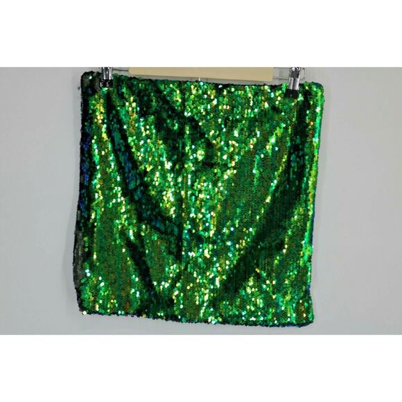 Sequined Sparkle Glitter Green Silver Pillow Case 15" x15" - Picture 3 of 6